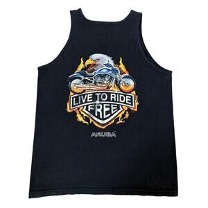 Vintage 90s Aruba Live To Ride Free Eagle Motorcycle Tank Top Black Biker M